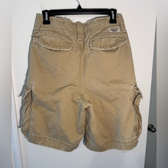 Abercrombie & Fitch Paratrooper Shorts Mens 28 Khaki Vintage Y2K Heavy Cargo - Picture 5 of 11